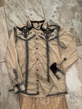 Roar Beige Shirt with Black Crest Embroidery